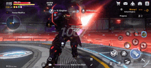 a screenshot of a video game shows a robot fighting another robot