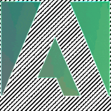 the letter a is surrounded by a black and white striped pattern .