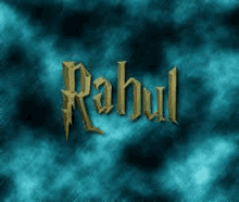 the name rahul is written in a harry potter style font