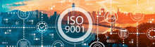 iso 9001 is written in a circle with icons around it