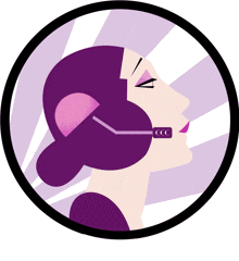 an illustration of a woman wearing a headset that says ccc on it