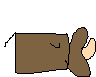 a pixel art drawing of a person laying on their back with their legs crossed .