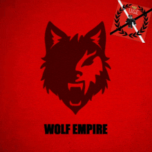 a red background with a wolf and the word wolf empire on it