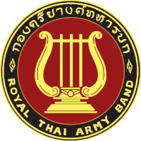 the logo for the royal thai army band shows a harp