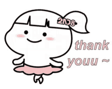 a drawing of a girl with the year 2008 on her head and the words thank youu