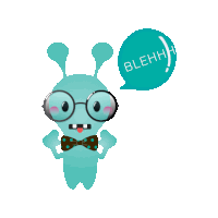 a cartoon character with glasses and a bow tie says blehhh in a speech bubble