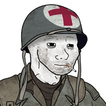 a man wearing a helmet with a red cross on it