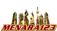 a logo for menara123 with a silhouette of a city skyline