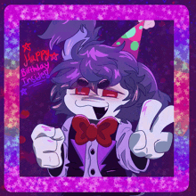 a drawing of a bunny with the words happy birthday inside on it