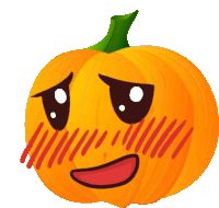 a cartoon drawing of a pumpkin with a sad expression on its face