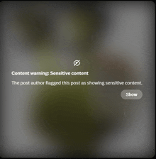 a screen that says content warning sensitive content on it