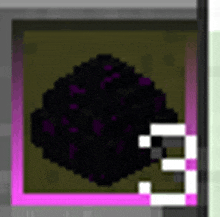 a pixel art of a black and purple block with a pink border and a number 3 .