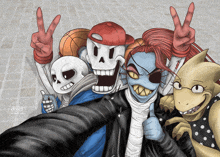 a group of cartoon characters posing for a selfie with the name axel on the bottom left