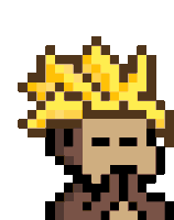 a pixel art drawing of a monkey with a crown on his head