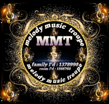 a logo for melody music groupe with a hand holding a microphone in the center