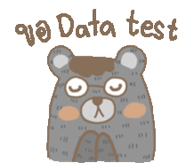 a cartoon bear with glasses and the words data test