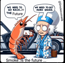 a cartoon of back to the future and a shrimp