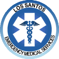 the logo for los santos emergency medical services has a caduceus on it