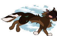 a drawing of a brown and white cat with a white paw