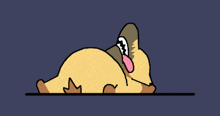 a cartoon of a dog laying down with its tongue hanging out