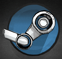 a steam icon on a blue background with a shadow