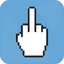 a pixelated hand giving the middle finger