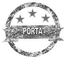 a rubber stamp with the word porta written on it