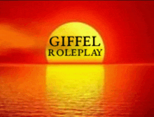 a logo for giffel roleplay shows a sunset over a body of water