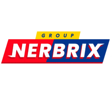 a logo for nerbrix group in red blue and yellow