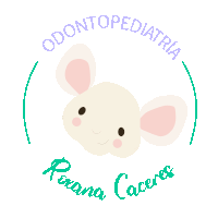 a logo for odontopediatria roxana caceres shows a mouse