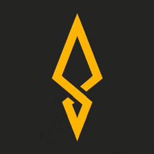 a yellow triangle on a black background that looks like an arrow