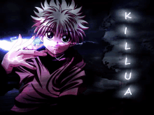 a drawing of a person with the word killua written on the bottom