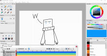 a computer screen with a drawing of a robot and the words wh