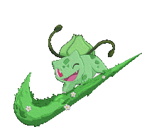 a pixel art of a pokemon sitting on top of a green nike logo