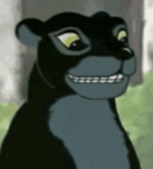 a cartoon panther with braces on its teeth is smiling