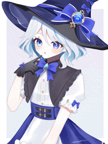 a drawing of a girl wearing a witch hat and gloves