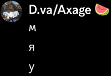 a black background with the name d.va / axage and a watermelon