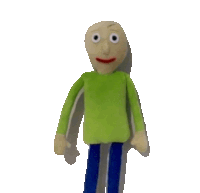 a stuffed toy with a green shirt and blue legs