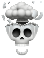 a cartoon skull with a mushroom coming out of it