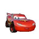 lightning mcqueen from the movie cars is a red cartoon car with a smile on his face .