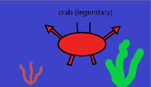 a drawing of a crab with the words crab ( legendary ) on the bottom