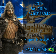 a poster that says vote saladim 62163138944 super nova 2024 familia mf