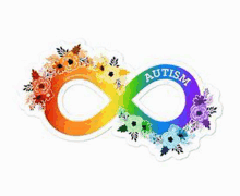 a rainbow infinity symbol with flowers around it and the word autism written inside of it .