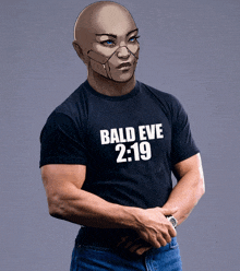 bald eve 2:19 is printed on a black shirt