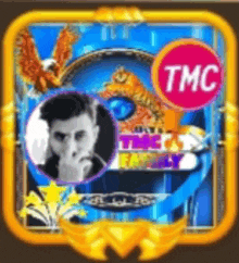 a tmc logo with a man in a circle