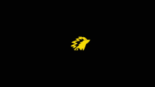 a yellow hedgehog on a black background with a red eye