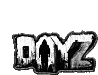 a sticker that says dayz with a silhouette of a man in a hoodie