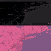 a map of connecticut is shown in pink