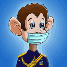 a cartoon of a monkey wearing a mask and medals