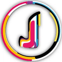 the letter j is in a colorful circle